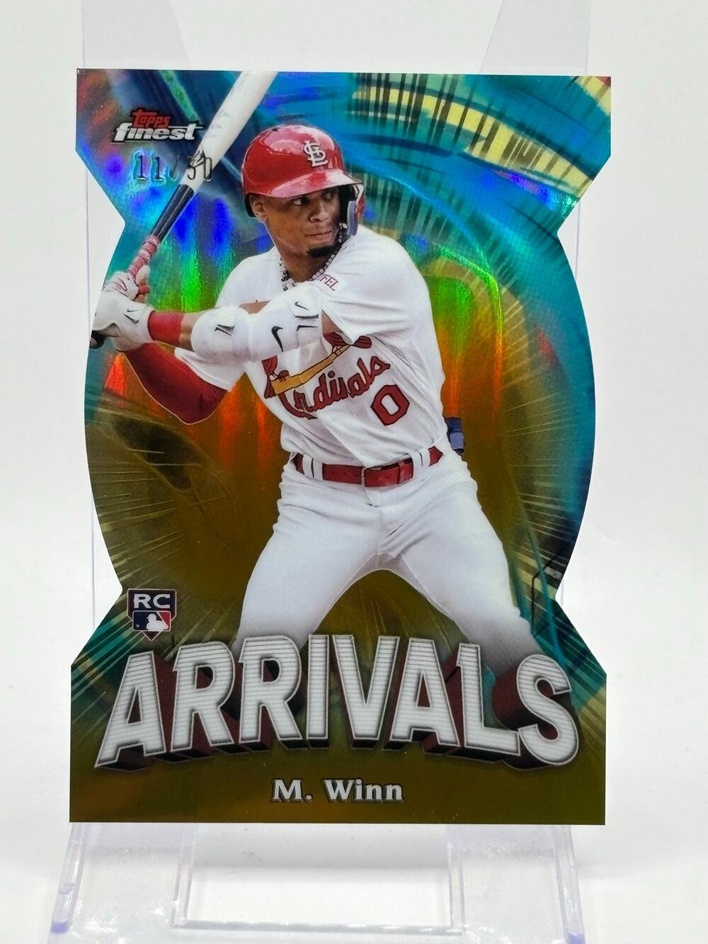 2024 Topps Finest Masyn Winn Rookie Gold Arrivals Refractor 11/50 SP Cardinals - Picture 1 of 2